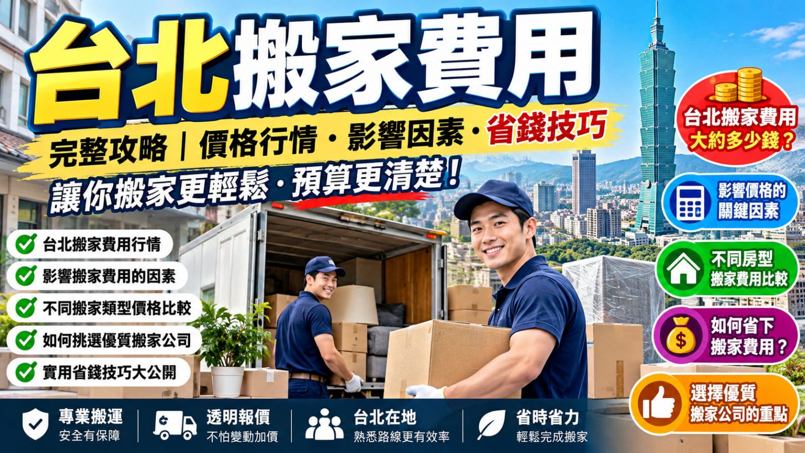 台北搬家費用怎麼算？2026 搬家公司收費行情、7 步驟估價流程與避雷重點一次看